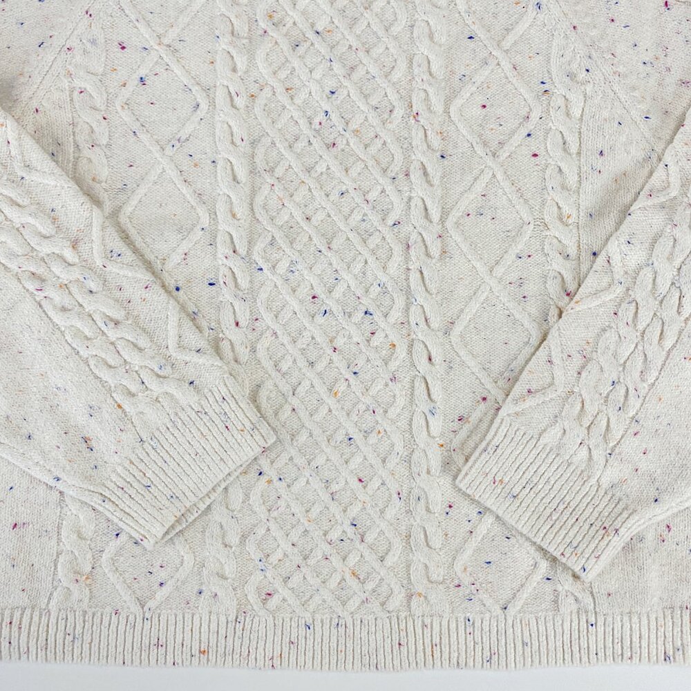 Chunky SOFT Cable Knit Sweater XL Rainbow Donegal Fall Winter COZY Cottage Cabin - Picture 9 of 12